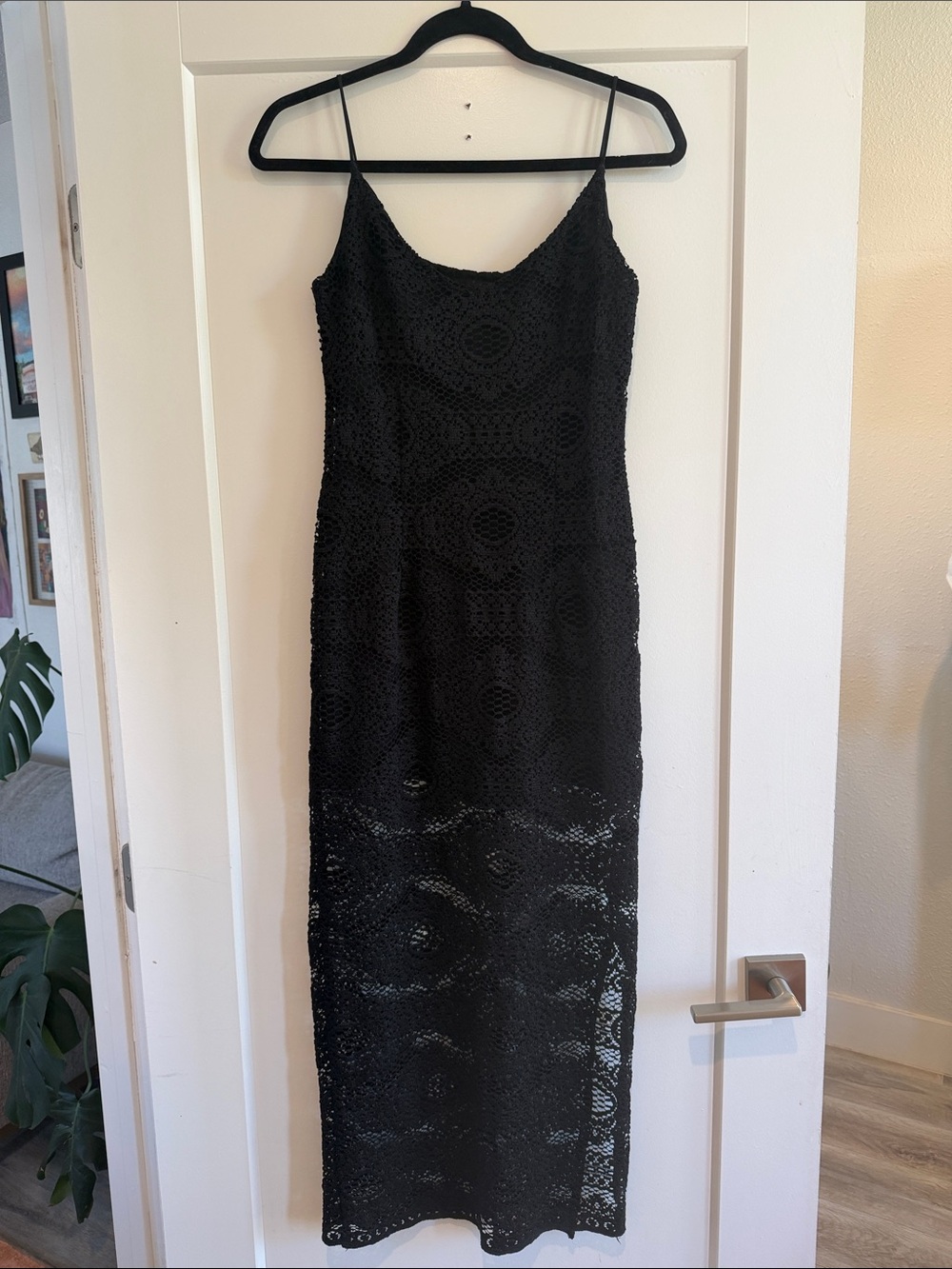 Vintage Black Crochet Midi Dress - Kenar Studio